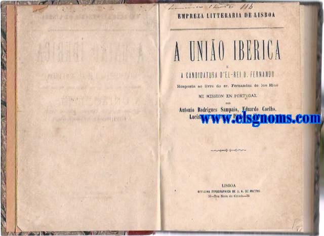 A Unio Iberica e a candidatura d'el-Rei D.Fernando.Resposta ao livro do Sr.Fernando de los Rios 