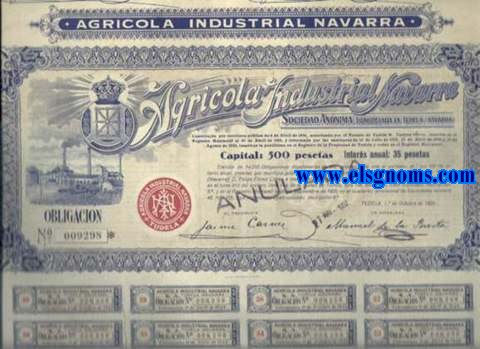 Agrcola Industrial  Navarra S.A. Domiciliada en Tudela (Navarra). Emisin de 14.000 obligaciones hipotecarias.