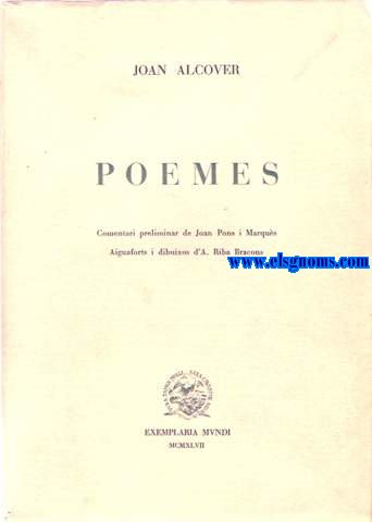 Poemes.Comentari preliminar de Joan Pons i Marqus.