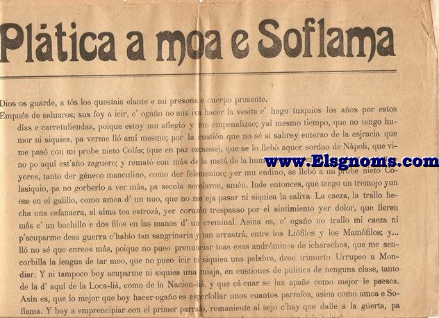 Pltica a moa e soflama. cARNAVAL DE 1919.