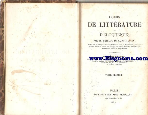 Cours de Littrature et d'loquence.