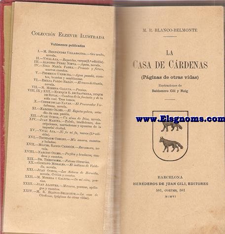 La Casa de Crdenas (Pginas de otras vidas).Ilustraciones de Baldomero Gili y Roig.