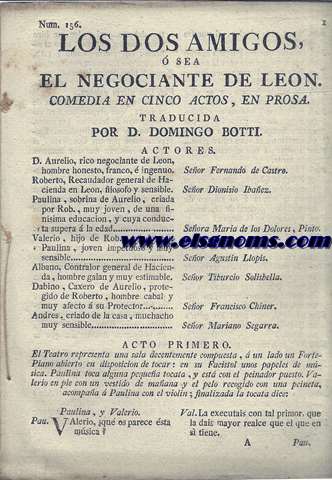 Los dos amigos  sea El negociante de leon.Comedia en cinco actos,en prosa. Traducida por D...