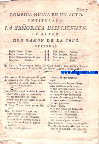 Comedia Nueva en un acto intitulada:La Seorita Disciplente.