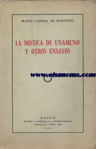 La mstica de Unamuno y otros ensayos.