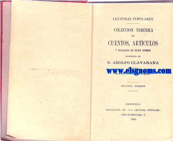Lecturas populares. Coleccin tercera de cuentos, artculos y dilogos de buen humor.