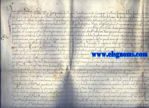Compromiso entre el honorable don Jacme Carro Comte de Quyera e lo noble en Dalmau de Jardi Cavaller Y (18) Gobernador de Celler (Cerdea).Sota la tutela de la Reina Maria i el Rei Alfons de Valencia. 5 aprile 1448.Compromisso entre el magnifich de y el noble Don Dalmao de Jardi,cavaller,sobre la en cavaller,sobre la encontrada? de Montis.
