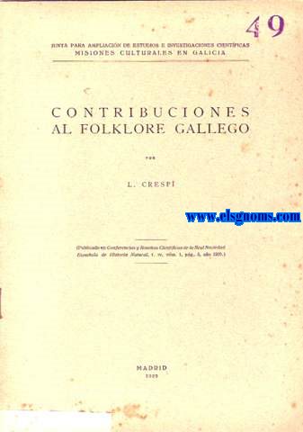 Contribuciones al Folklore Gallego.