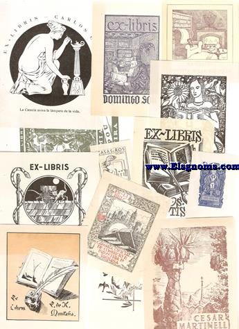 Conjunto de 825 Ex-Libris catalanes u del resto de Espaa entre 1900 y 1960 impresos con diversas tcnicas y a diferentes tamaos.