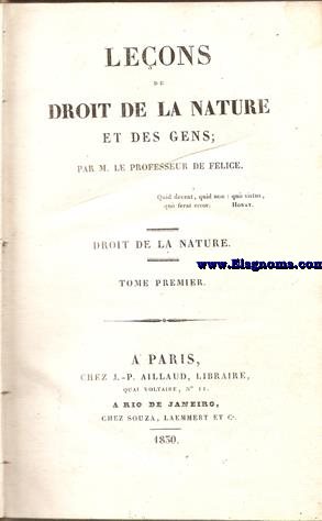 Leons de Droit de la Nature et de Gens.