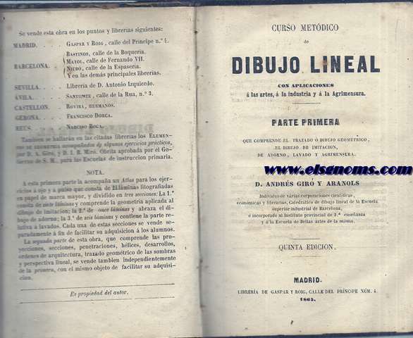 Curso metdico de Dibujo Lineal con aplicaciones  las artes, la industria y  la agrimensura.Parte primera que comprende el trazado  dibujo geomtrico,el dibujo de imitacin,de adorno y agrimensura.