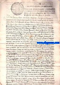 In Dei nomine Aman: Sea a todos manifiesto Que ante mi el notario y en presencia de los testigos abajo nombrados los M:I: Seores el Dr.Fr.Isidoro Rubio, D.Fr.Francisco de Dios, Prior de Naval y Mayor del Claustro, D.Fr.Miguel Lopez, Limosnero, el Dr.D. Josef benito Perera, Enfermero, D.Fr.Manuel Berones y Chueca, Prior de Otella y Consultor del Santo Tribunal de la Inquisicin,.. Monges y Capitulo del Real Monasterio de San Juan de la Pea, sobre nombramiento de nuevos procuradores para obrar..
