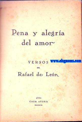 Pena y alegra del amor. Versos.