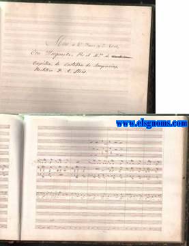 Misa a 4 voces y 2 Coro, Con Horquesta, Por el Mtro. de Capilla, de Castellon de Ampurias, Presbitero D. A.Lleis. (Propiedad de A.Valero).