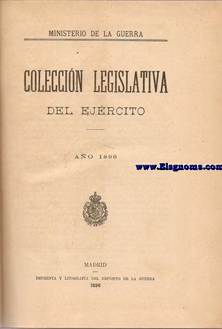 Coleccin legislativa del ejrcito ao 1896.