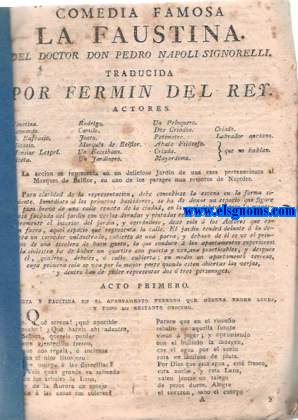 Comedia famosa La Faustina del doctor.... traducida por Don Fermn del Rey.