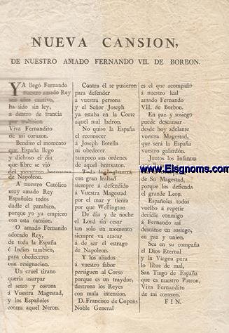 Nueva cansion, de nuestro amado Fernando VII de Borbon.