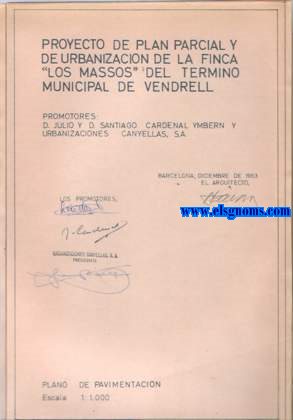 Plan parcial de urbanizacin de la finca Los Massos del trmino municipal de Vendrell (Tarragona). Arquitecto Francisco Sanvicens.