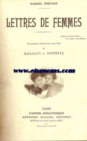 Lettres de femmes. Ilistrado por Macchiati y Scoppetta.Junto con: Nouvelles lettres de femmes. Ilustrado por G.Gazenove.
