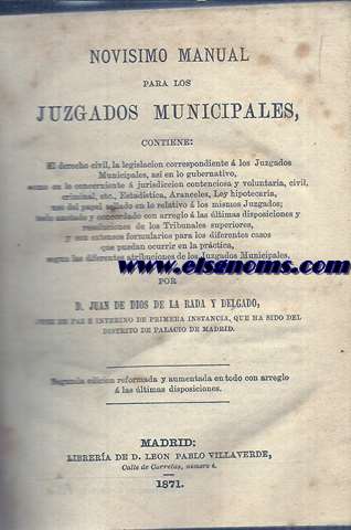 Novsimo Manual para los juzgados municipales.