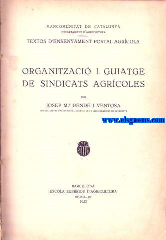 Organitzaci i guiatge de sindicats agrcoles.