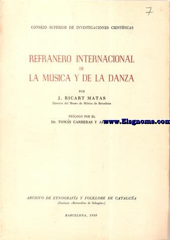Refranero internacional de la Msica y de la Danza.