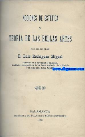 Nociones de esttica y teora de las bellas artes.