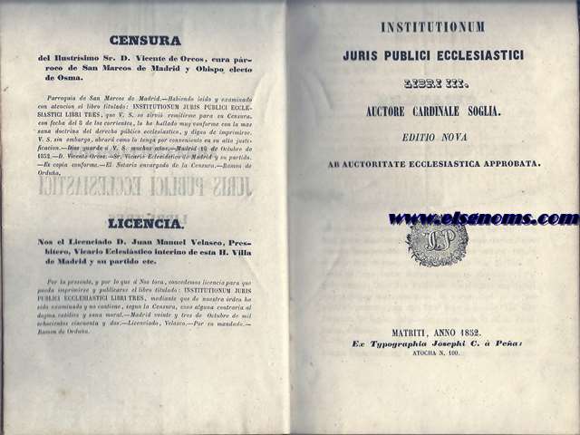 Institutionum Juris publici Ecclesiastici Libri III.