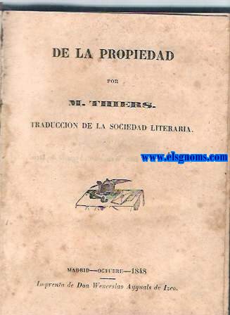 De la propiedad. Traduccin de la sociedad literaria.
