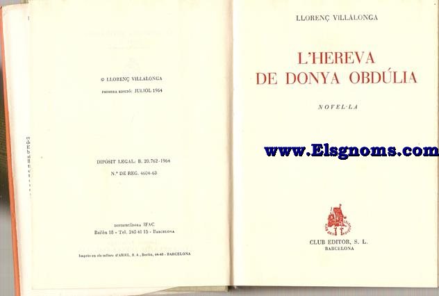 L'hereva de donya Obdlia.Novel.la.