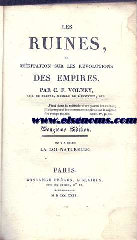 Les ruines, ou mditation sur les rvolutions des empires. 12 edition on a joint La Loi Naturelle.