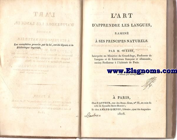 L'art d'apprendre les langues, ramen  ses principes naturels.