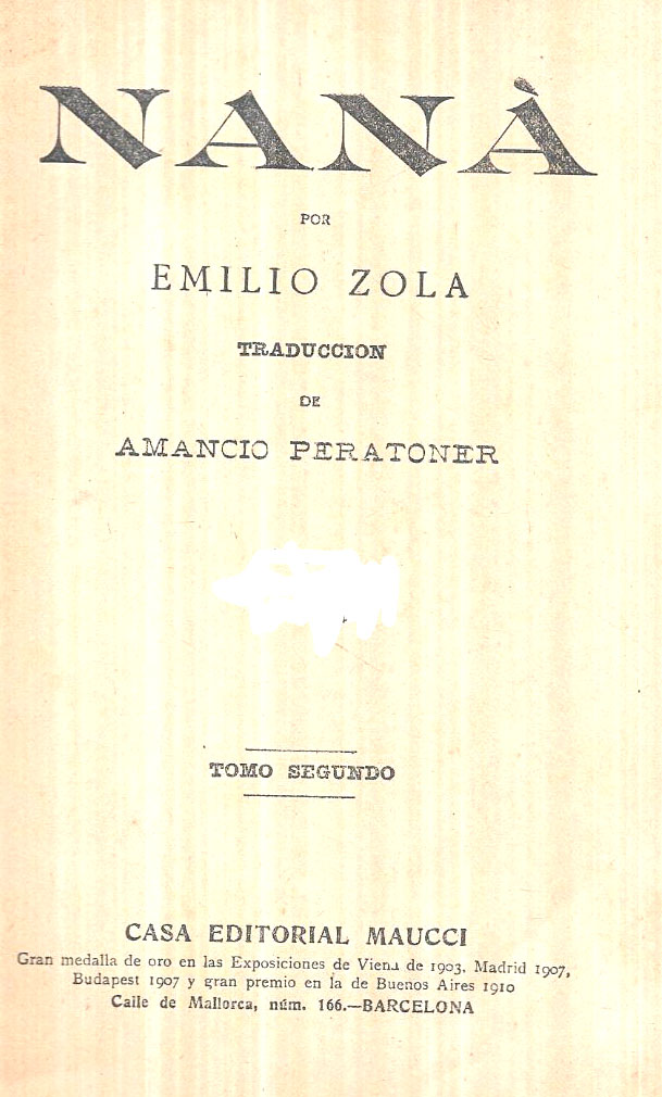 Nana.Traduccin de Amancio Peratoner.