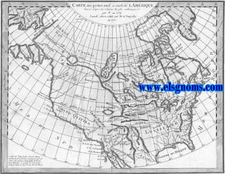 Carte des parties nord et ouest de L'Amrique dresse d'aprs les relations les plus authentiques par M*** en 1764. Nouvelle dition rduite par M. de Vaugondy  en 1772. Suppl. 1re. Carte.