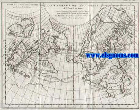 Carte gnrale des dcouvertes de l'Amiral de Fonte, et autres Navigateurs Espagnols, Anglois et Russes pour la recherche du Passage  la Mer du Sud. Par M. de Isle de lAcadmie royale des Sciences &c. Publi a Paris en Septembre de 1752.