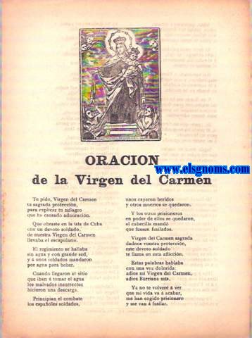 Oracin de la Virgen del Carmen.