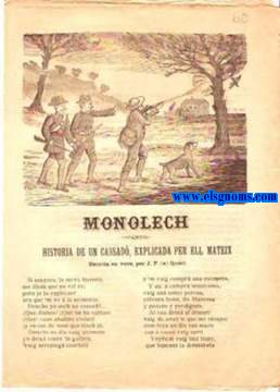 Monolech.Historia de un cassad,explicada per ell mateix. Escrita en vers, per J.F. (a) Queri.