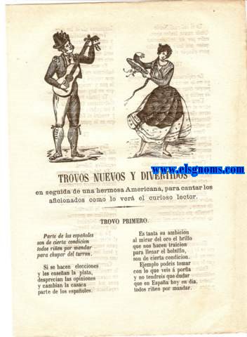 Trovos Nuevos y Divertidos en seguida de una hermosa Americana,para cantar los aficionados como lo ver el curioso lector.