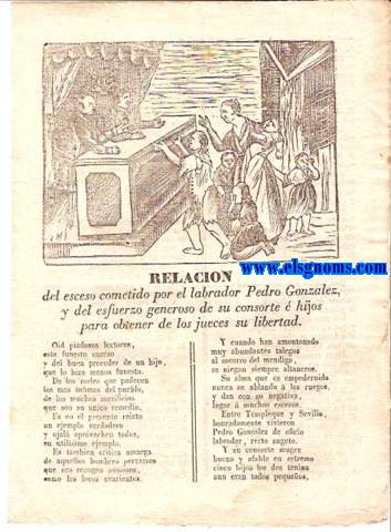 Relacin del esceso cometido por el labrador Pedro Gonzlez,y del esfuerzo generoso de su consorte  hijos para obtener de los jueces su libertad.