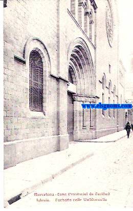 Barcelona.Casa Provincial de Caridad. Iglesia.Fachada calle Valldoncella.