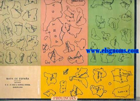 Ejercicios de Geografa (Patentado) Mapa de Espaa (Provincias) Estos ejercicios son de un valor pedaggico y de una amenidad tales que han merecido calurosos y esponneos elogios de cuantos profesores los han ensayado. Resuelven el difcil problema de ensear deleitando, consiguiendo adems el fin educativo de un trabajo manual. Dando agilidad a las manos, facilitan el ejercicio de la memoria y despiertan en el alumno el inters artstico por medio de la armona de los colores. Instrucciones.- El mapa va diseado sobre cartulina. En una hoja de papel de diversos colores, constan los nombres de las diferentes regiones geogrficas. Recrtense los trozos cuidadosamente y pguense en el lugar correspondiente sobre la cartulina, para lo cual bastar humedecer el reverso del papel, que se manda ya engomado. El efecto que produce el trabajo ya terminado es el de un hermoso esmalte.
