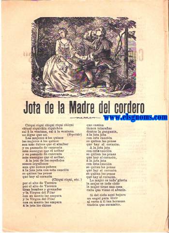 Jota de la Madre del cordero.Couplets de 