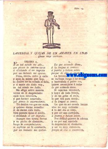 Lamentos y quejas de un amante en unas glosas muy curiosas.