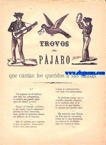 Trovos del Pjaro que cantan los queridos  sus damas.
