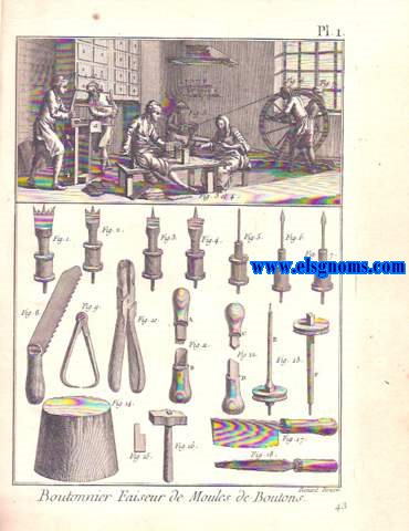 Encyclopdie Methodique.De esta obra ofrecemos la coleccin completa de 3 lminas grabadas al cobre correspondientes al oficio de Boutonnier Faiseur de Moules de Boutons.