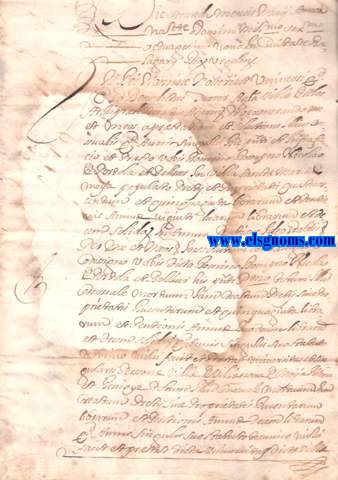 In solutum dacio y arrogacio de dos Censals, un de 250 l(liures), y altre de 200 l(liures) que tots anys la Univ(ersita)t de la Vilanova de Mey prestava  Benet Ferrer de Alos (Arciprestat d'ger) firmada per dit Benet Ferrer  favor de Dn. Nicilau Portol de Ager. Apud Josephus Revert Not(ari) pub(lich) Balagari die 2 May 1689.