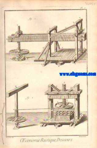 Recueil de planches,sur les sciences, les arts liberaux et les arts mchaniques, avec leur explication. Pressoirs. Contenant quatre planches. Plnache double, compte pour deux.