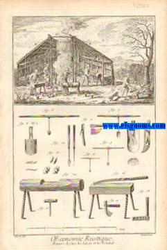Recueil de planches,sur les sciences, les arts liberaux et les arts mchaniques, avec leur explication. Maniere de faire les Sabots, et les Echalats. Contenant une planche.