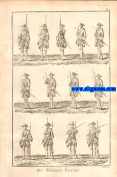 Recueil de planches,sur les sciences,les arts liberaux et les arts mchaniques,avec leur explication. Art militaire. Contenant trente huit planches.