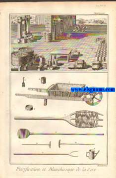 Recueil de planches,sur les sciences, les arts liberaux et les arts mchaniques, avec leur explication. Purification et Blanchissage de la cire. Contenant  une planche.